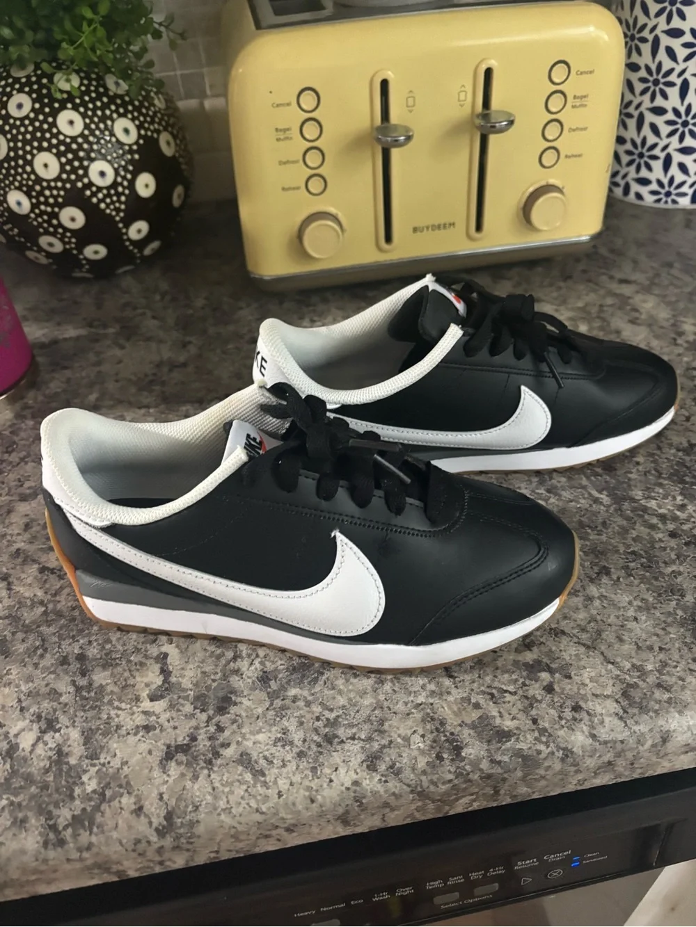 Nike Black White Retro Runner with Gum Outsole